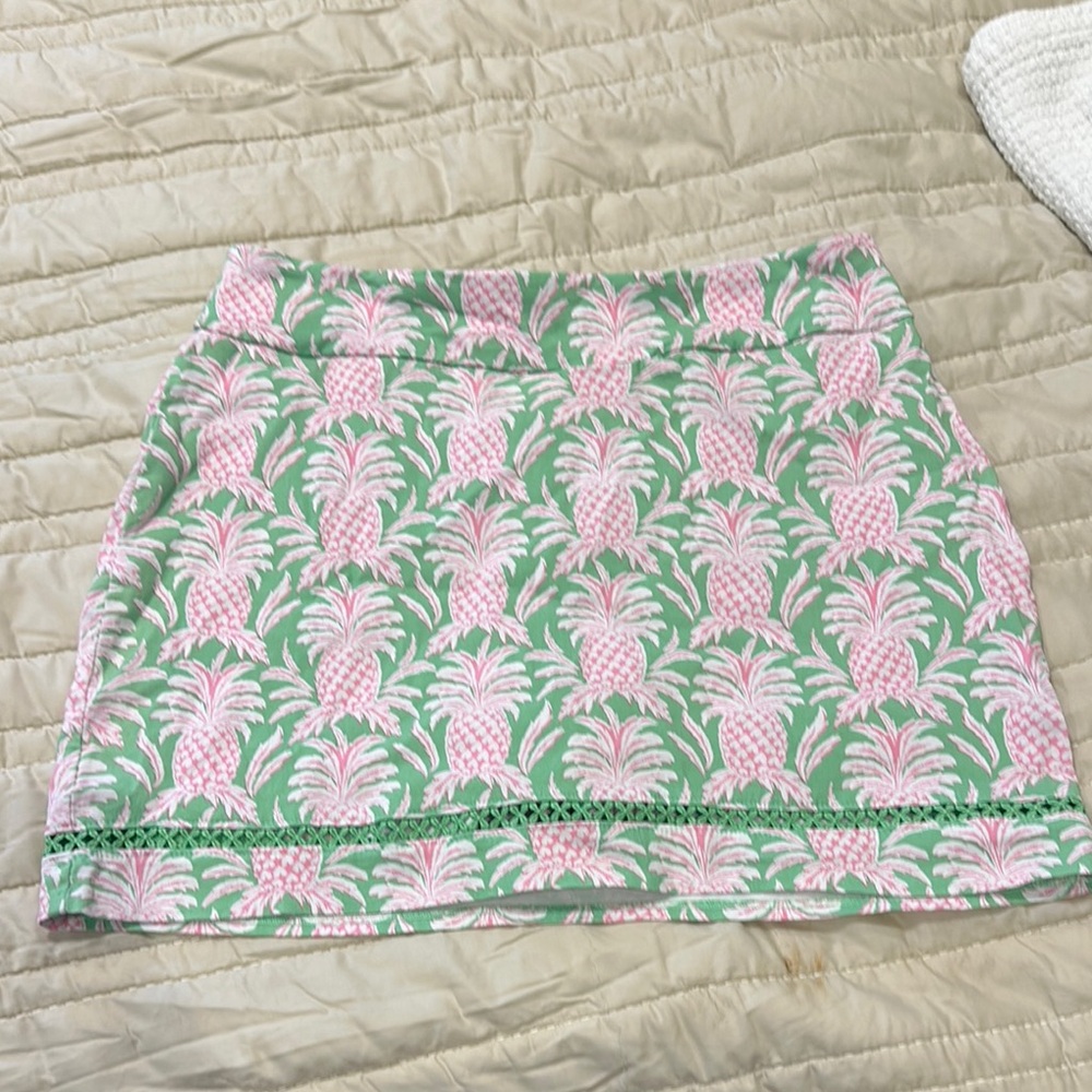Crown & Ivy Pink and Green A-Line Mini Skirt